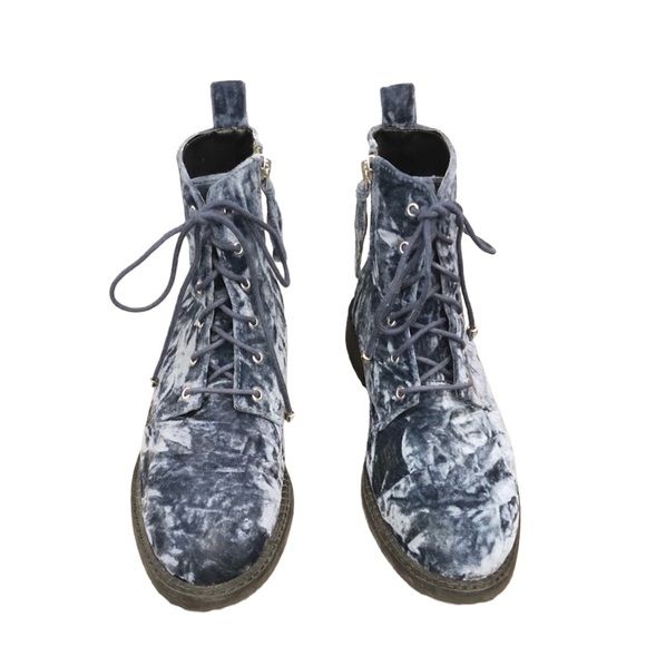 SOLD Rebecca Minkoff Blue Velvet Combat Boots - Picture 6 of 12